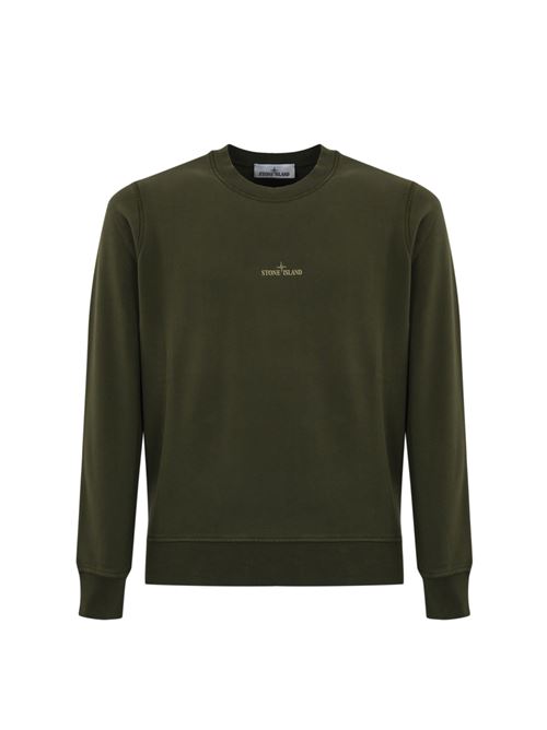 Felpa 6100665 in cotone con stampa logo Military green STONE ISLAND | 6100665S0083V0054